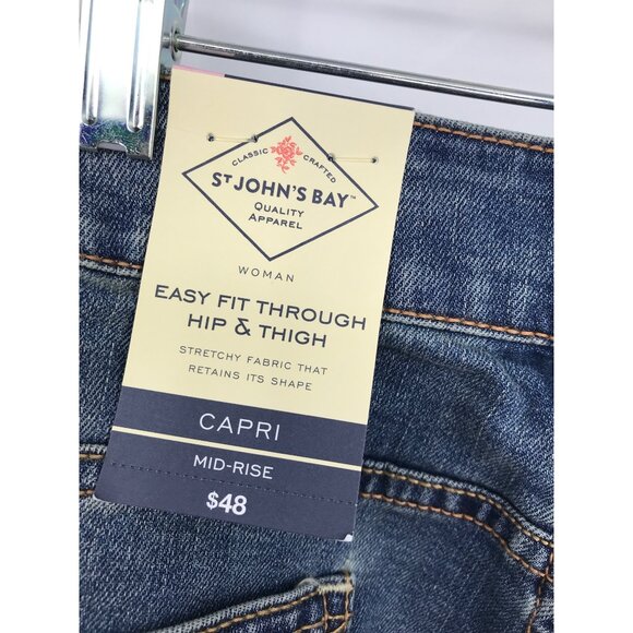 St. Johns Bay Mid Rise Denim Capri Jean 16W NEW - Picture 4 of 6